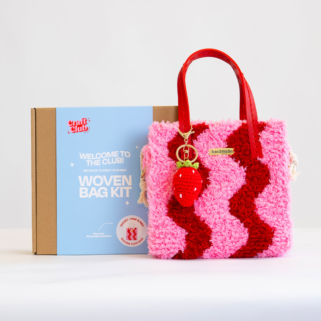 Wavey | Pink & Red | Woven Handbag DIY Kits