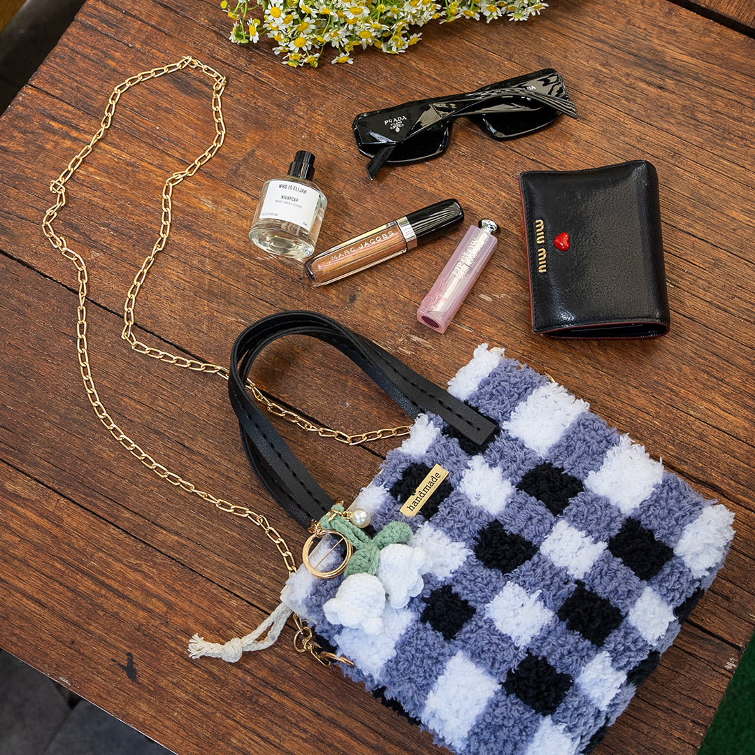 Gingham | Black | Woven Handbag DIY Kits