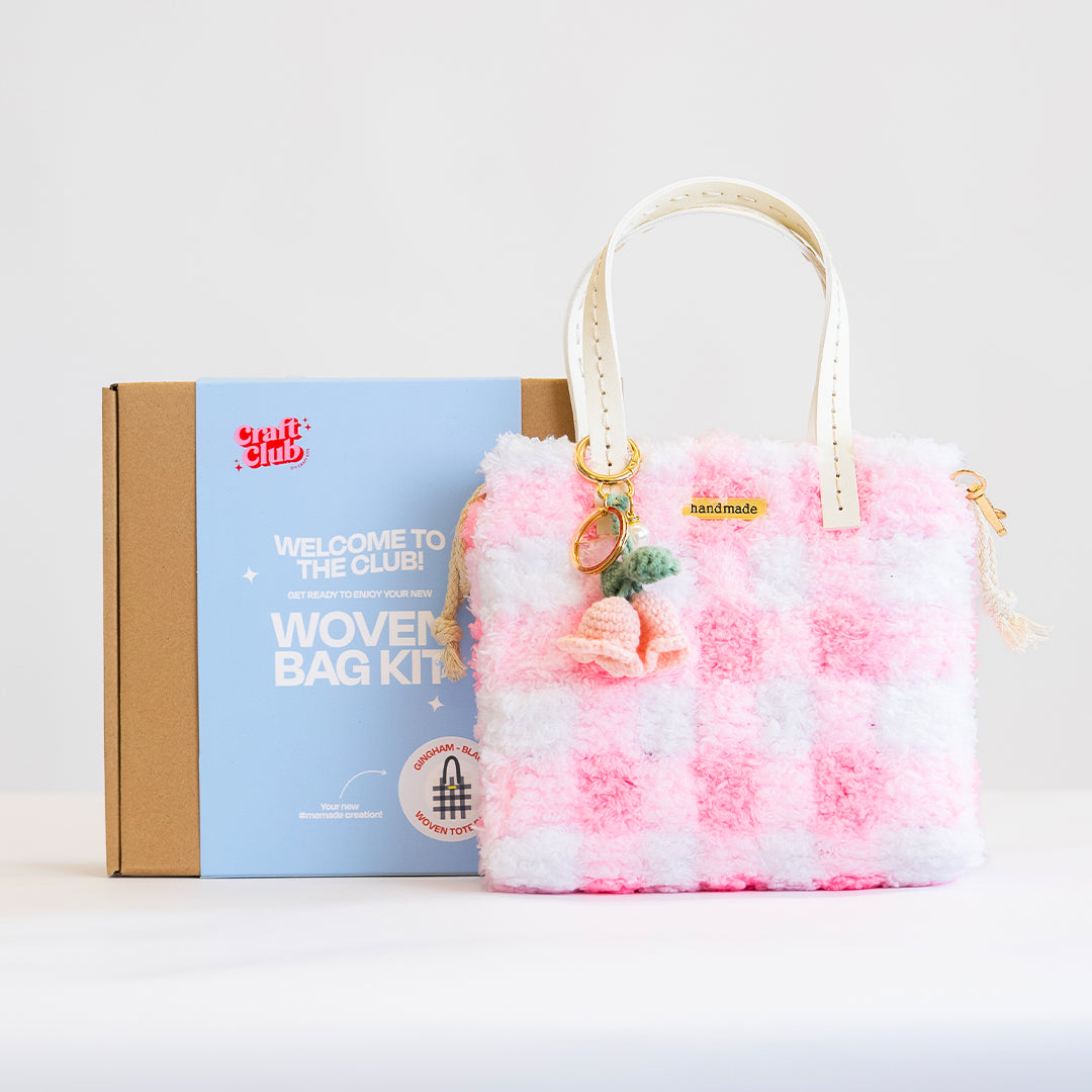 Gingham | Pink | Woven Handbag DIY Kits