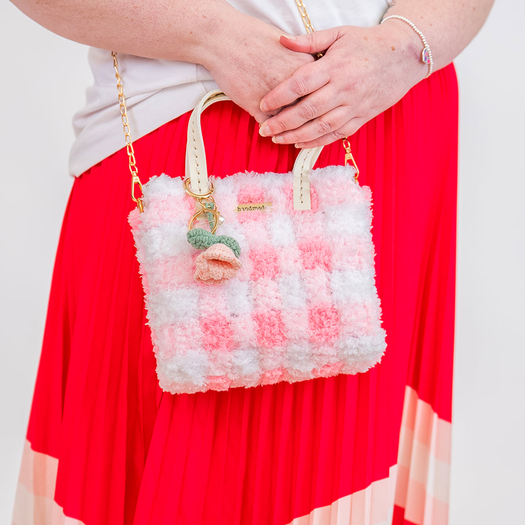 Gingham | Pink | Woven Handbag DIY Kits