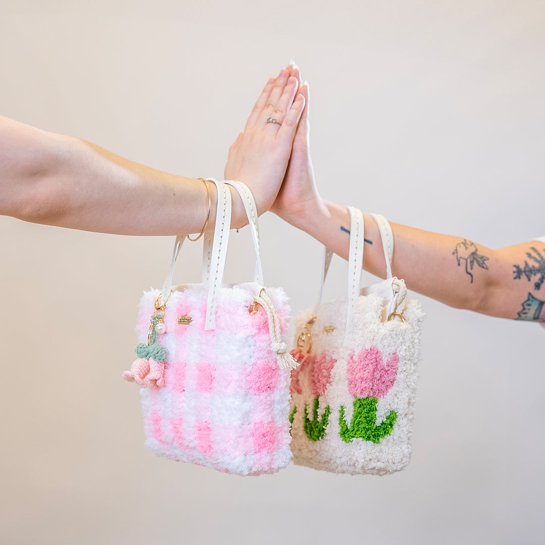 Gingham | Pink | Woven Handbag DIY Kits