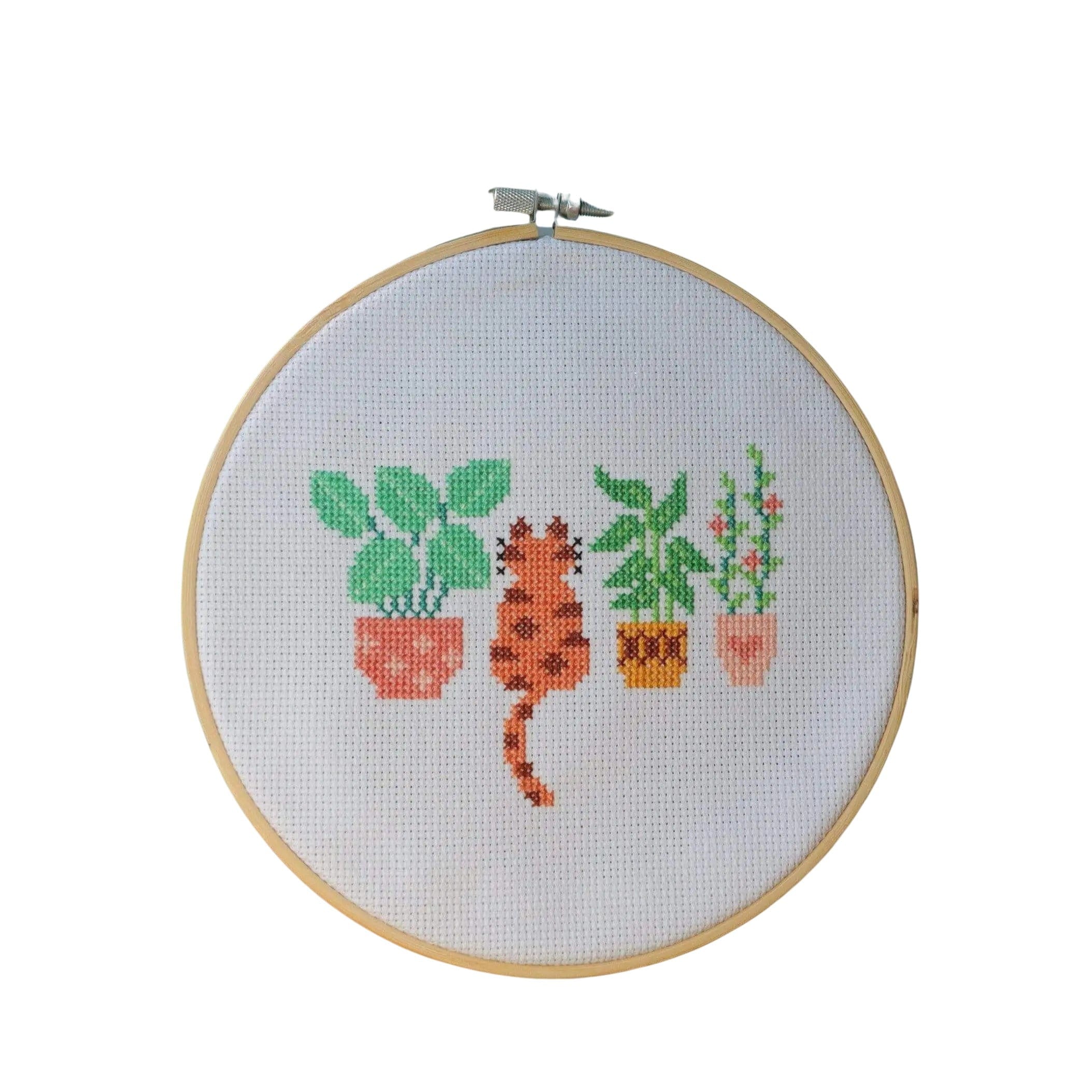 Craft Club Co CAT AMONGST THE POT PLANTS Cross Stitch Kit