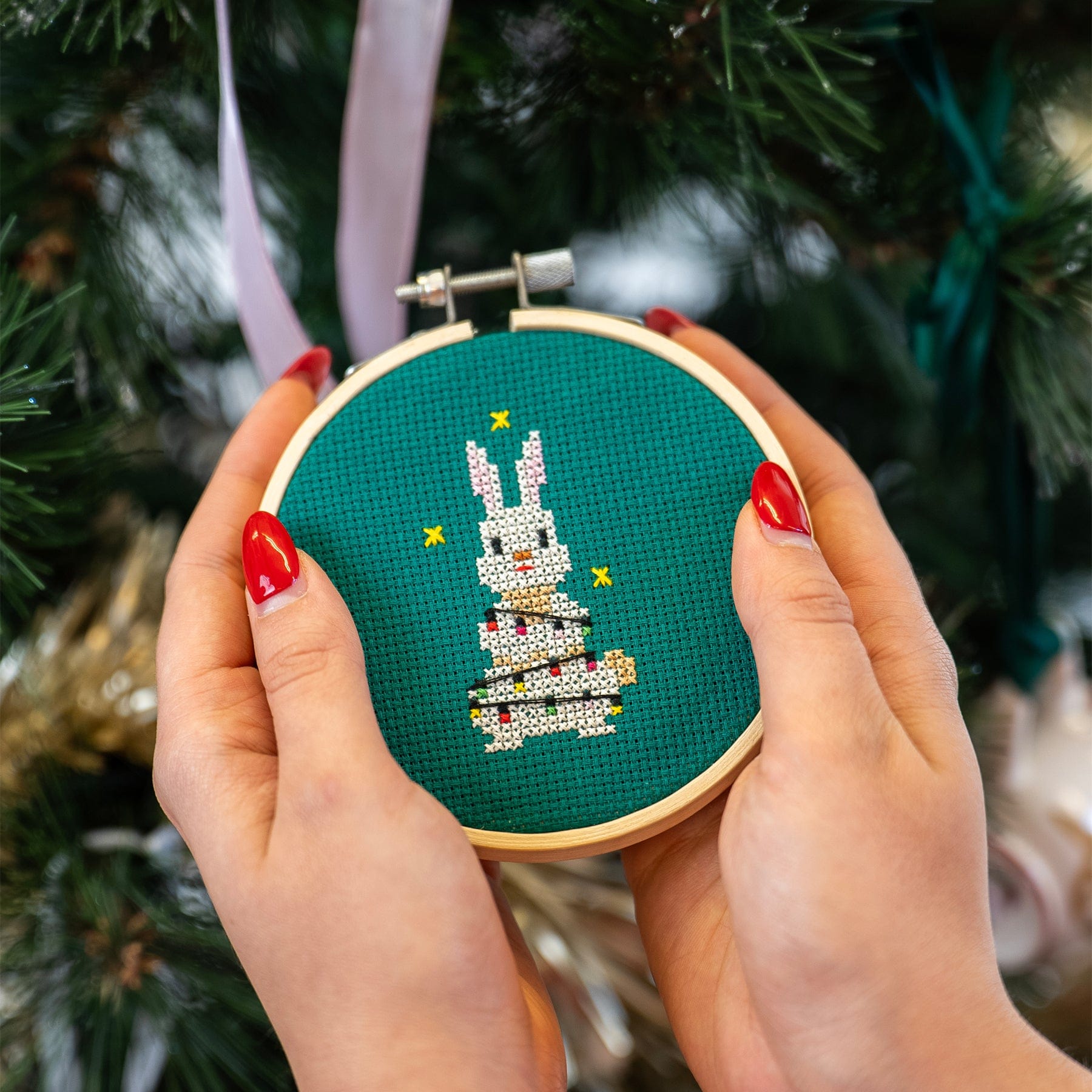 Craft Club Co CHRISTMAS LIGHTS | Christmas Mini Ornaments Cross Stitch Kit