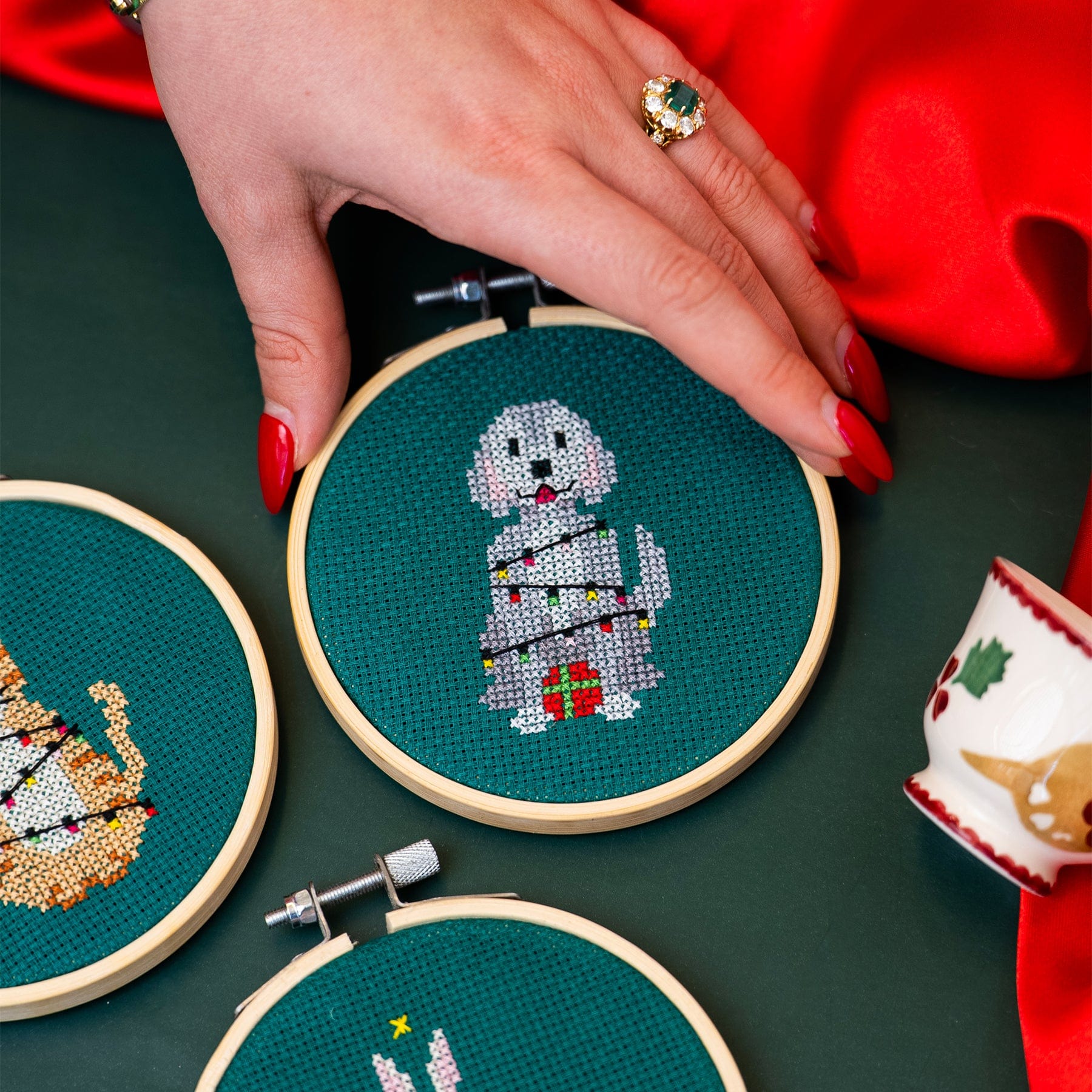 Craft Club Co CHRISTMAS LIGHTS | Christmas Mini Ornaments Cross Stitch Kit