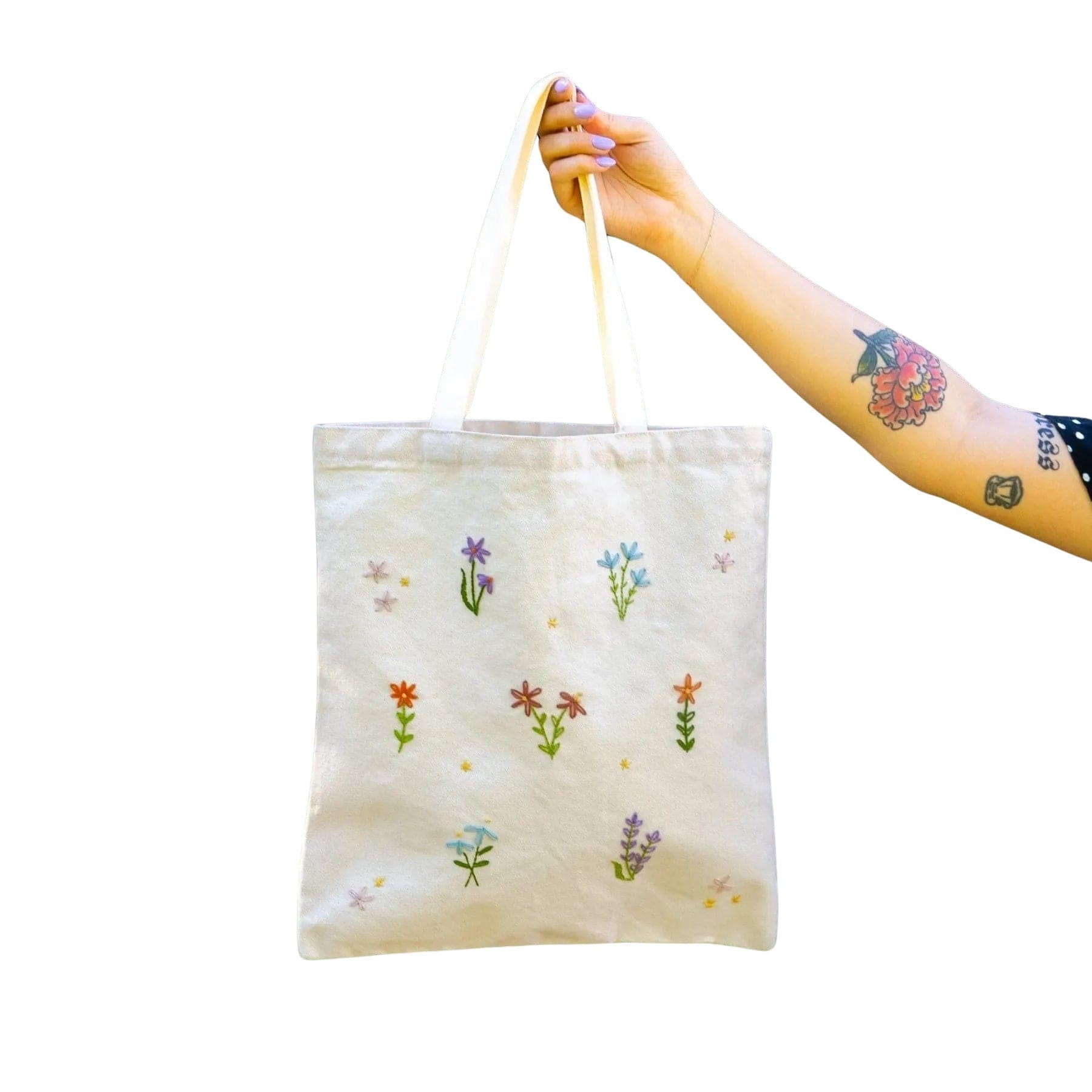 Craft Club Co FLOWER FIELD Embroidered Tote Bag Kit