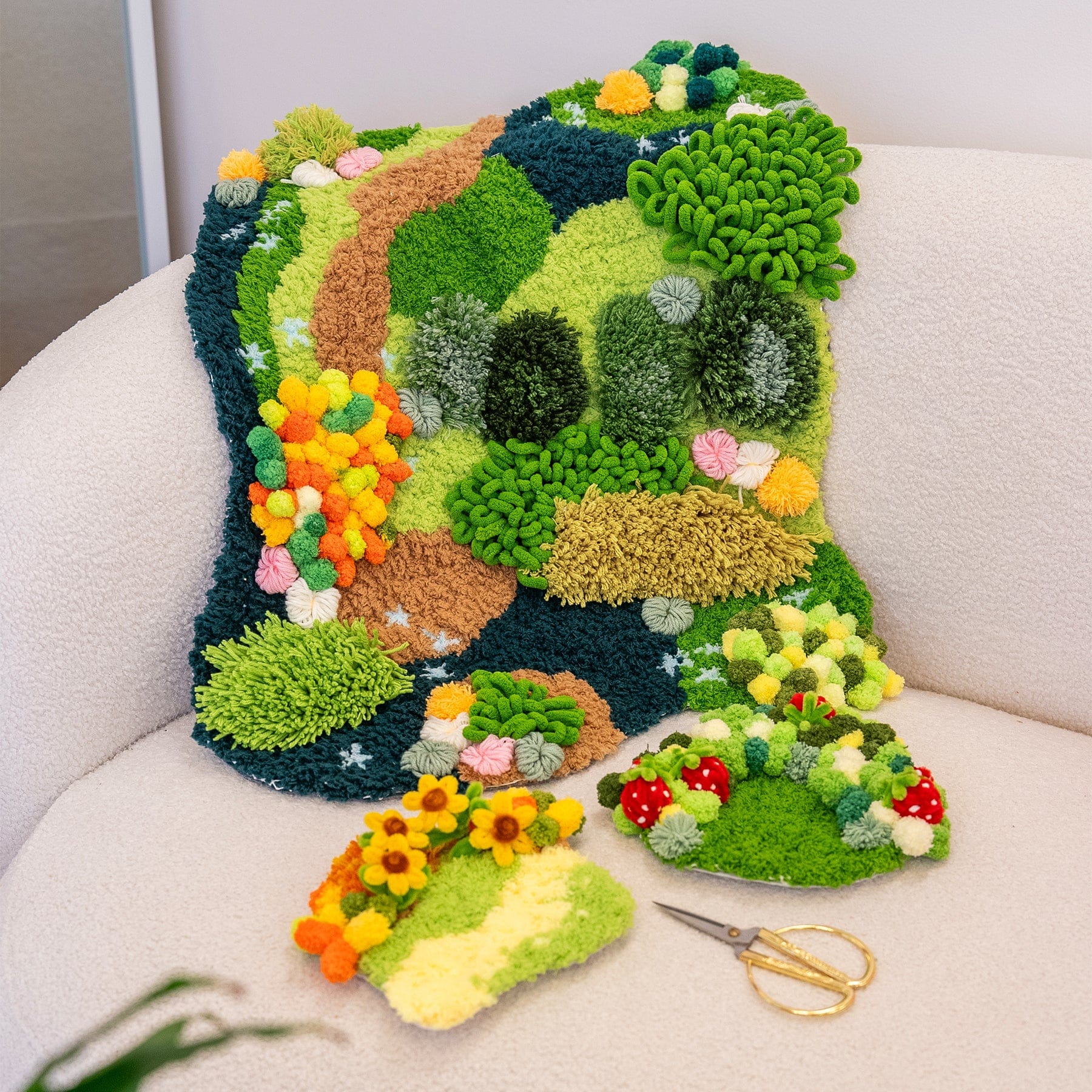 Craft Club Co FOREST & FLOWERS Moss Rug and Coaster Bundle